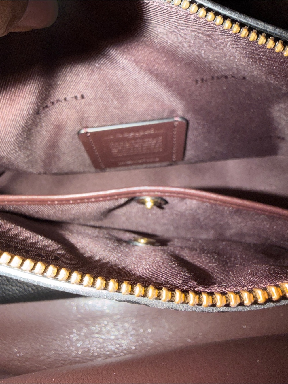 NWT Coach Black Pebbled Leather Shoulder Tote with Gold Logo - Picture 8 of 9